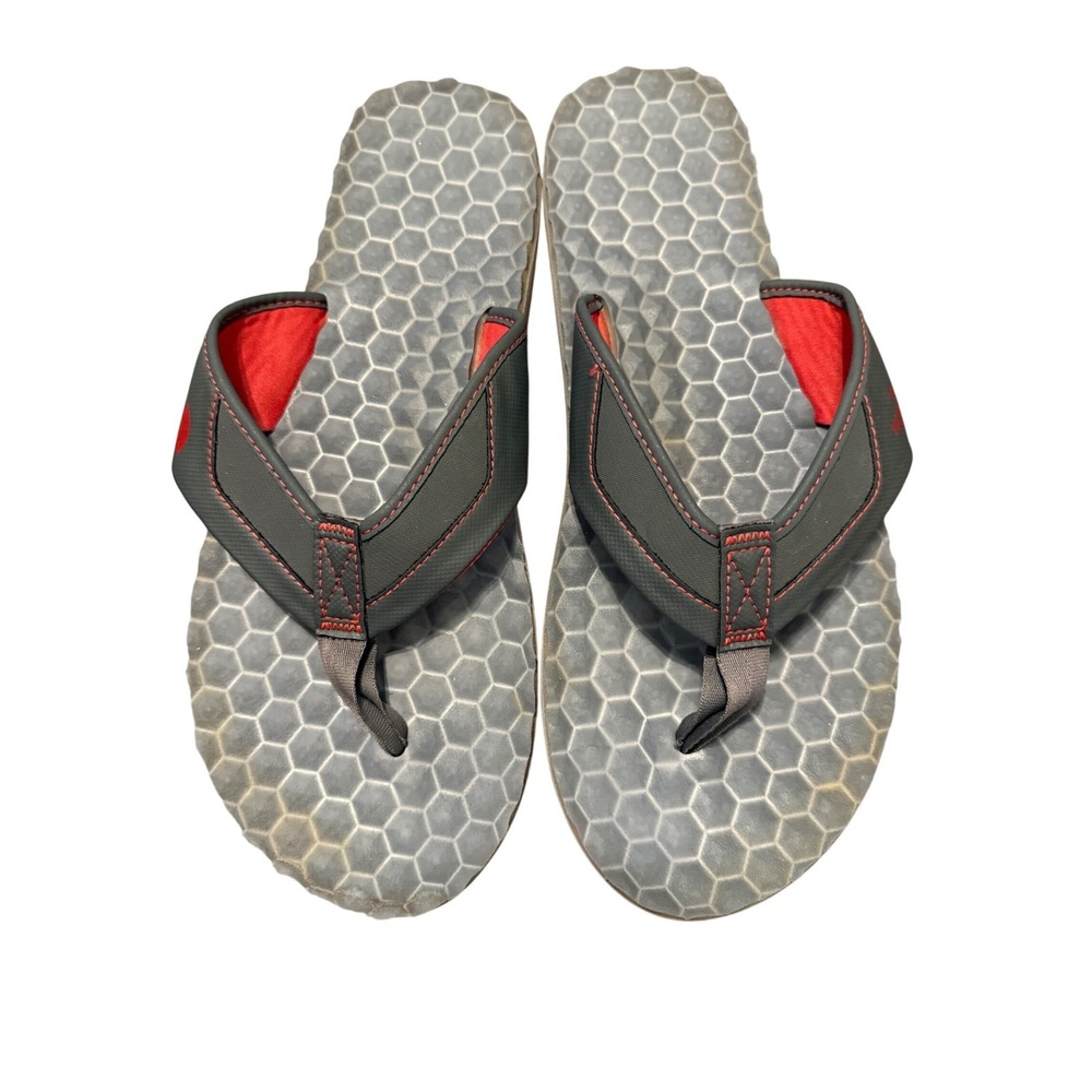 The North Face Base Camp Flip Flops Mens 11 Grey Red Honeycomb NF00CXQ5 Sandals
